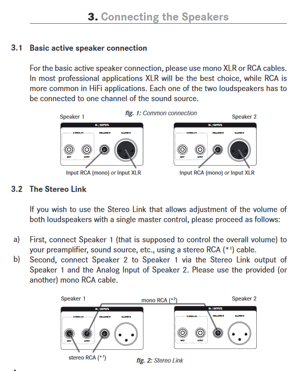 ADAM Audio A3Xの接続方法・説明書